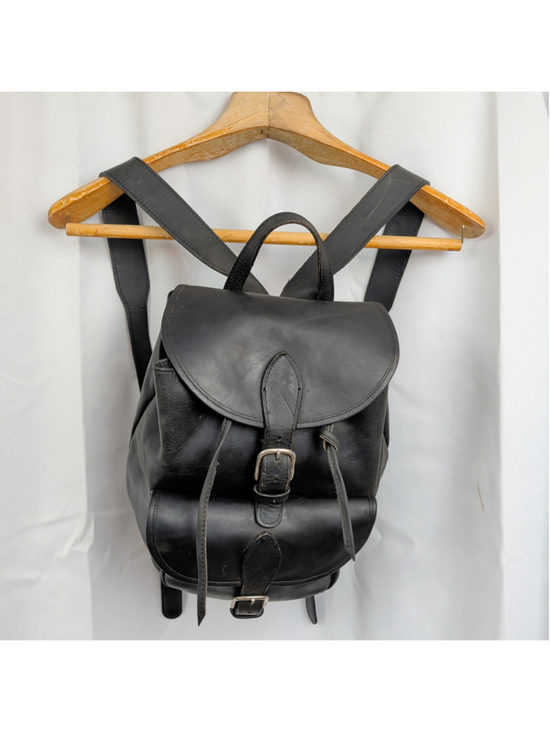 Vintage Heavy Leather Biker Saddlebag Style Backpack main image 7